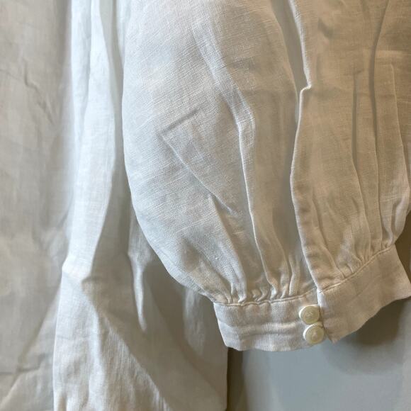 J.Crew Gathered Popover Dress Mini Linen Long Sleeve Beach Holiday CJ500 White M - Picture 12 of 16